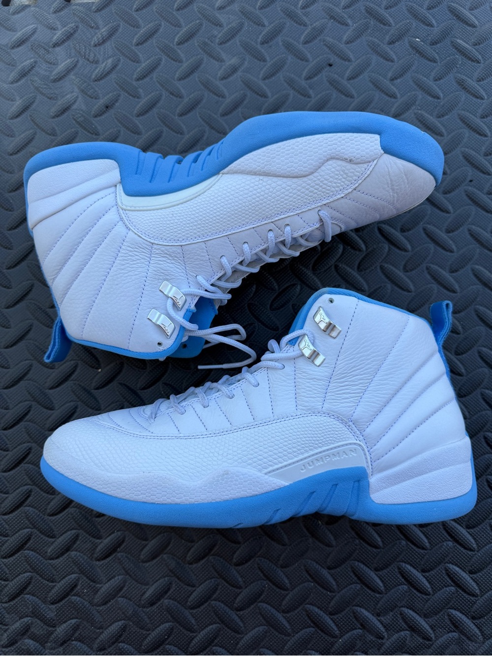 Jordan Men’s White & Light Blue High-Top Basketball Shoes